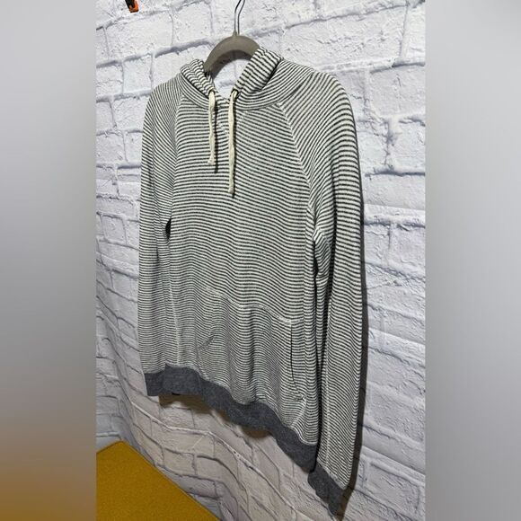 J. Crew Gray and White Striped Hooded Pullover, #311 - Picture 3 of 5